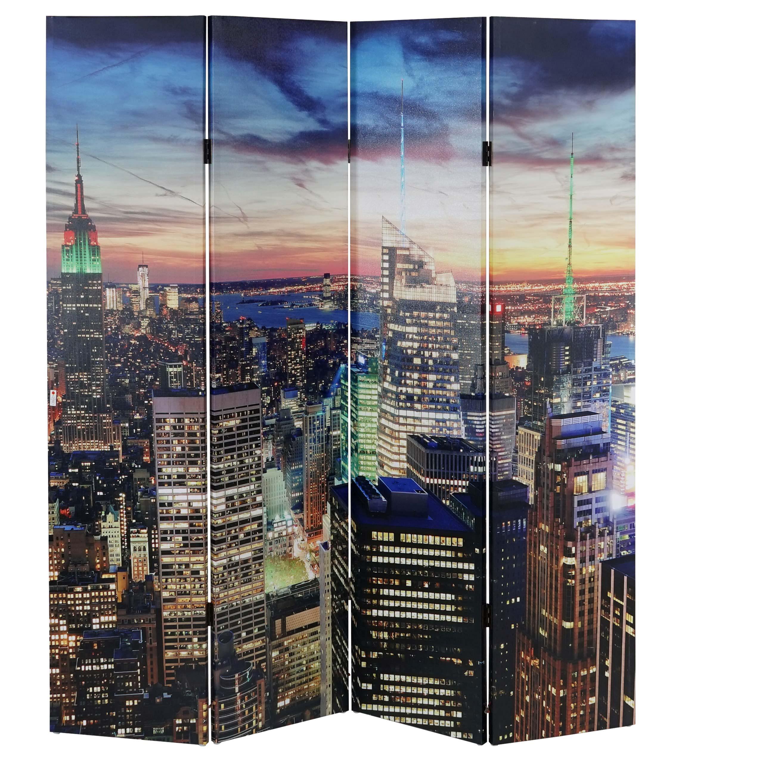 Scheidingswand met 4 panelen LED CITY, 180x160x2,5cm, Zeer Praktisch, Houten frame