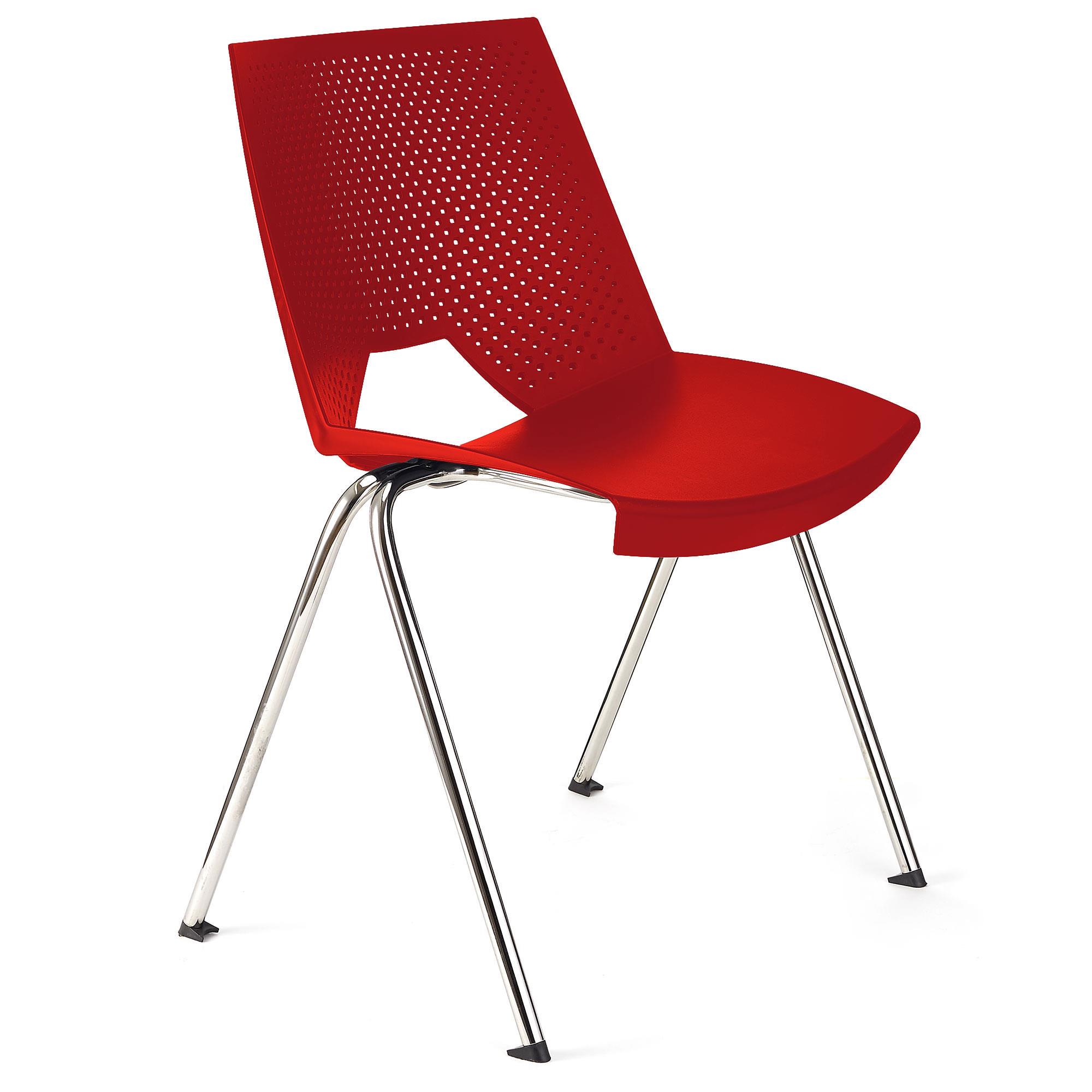Vergaderstoel ENZO, Comfortabel en Praktisch, Stapelbaar, kleur Rood