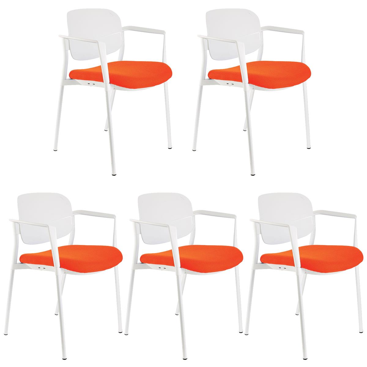 Set van 5 Vergaderstoelen ERIC, Comfortabel en Praktisch, Stapelbaar, Kleur Oranje