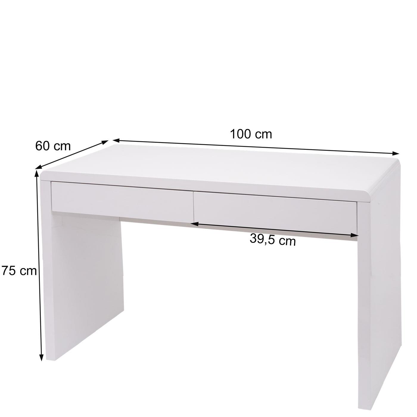 Correspondentie gewoontjes Cataract Bureau MANCHESTER, 100x60 cm, met 2 ruime lades in glanzend wit -  Bureaustoelpro.nl