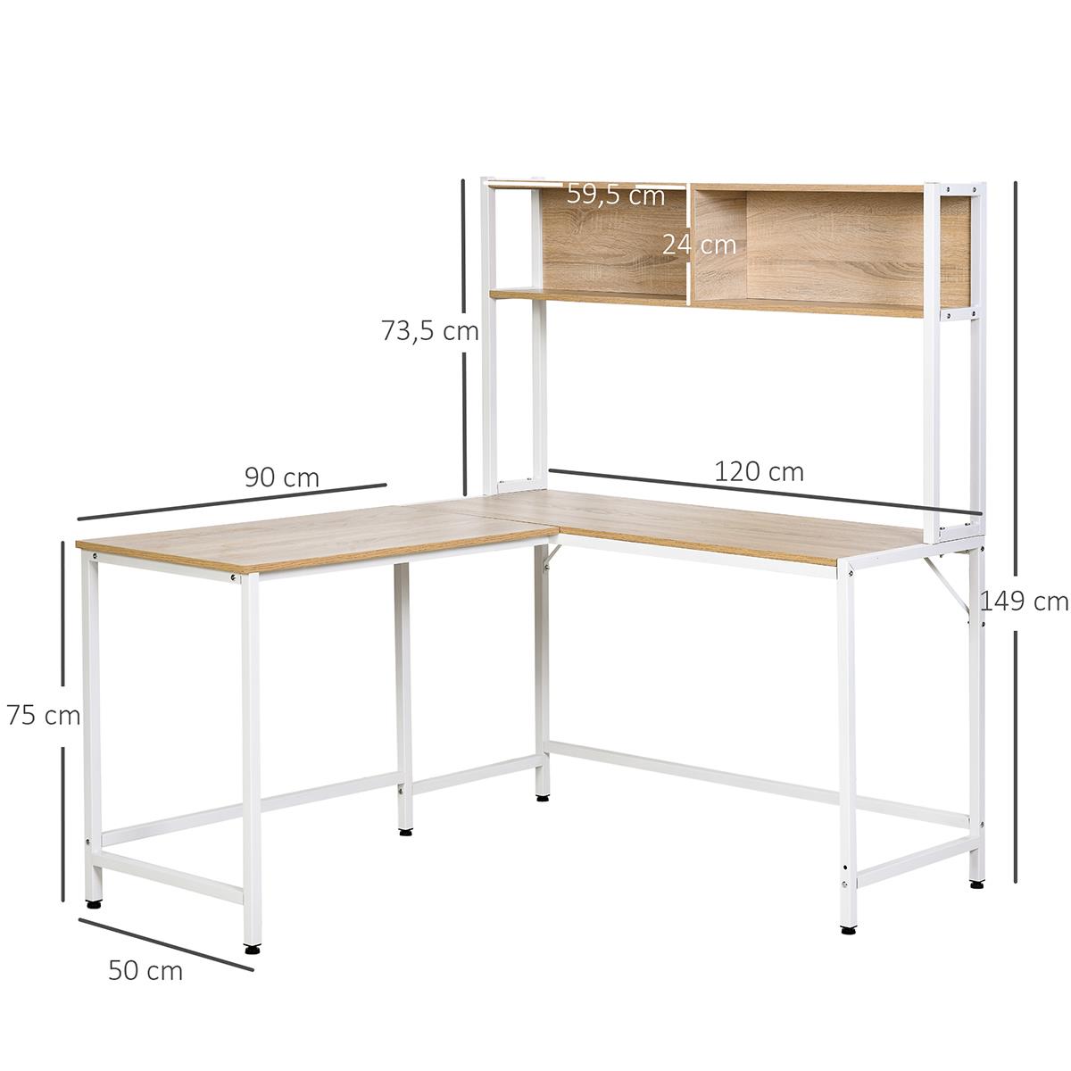 Berg zoeken schokkend Hoekbureau LUNA van metaal en hout, 140x125x149 cm in de kleur eiken -  Bureaustoelpro.nl