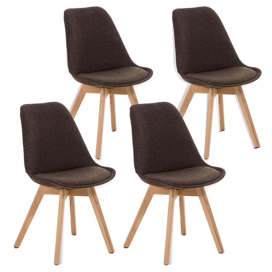 SET van 4 LOREN STOF Stoelen, met Lichthouten Poten, Bruin