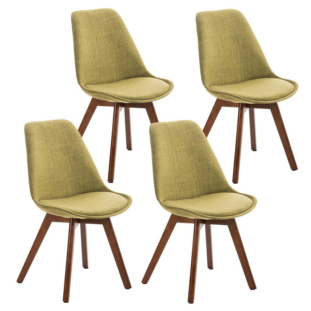 SET van 4 LOREN STOF Stoelen, met Walnoothouten Poten, Groen
