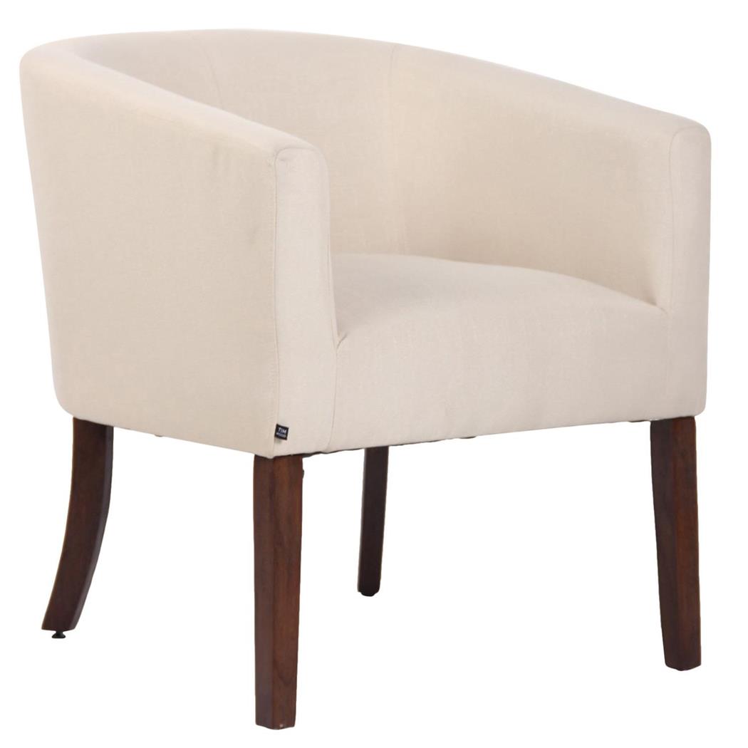 Bezoekersstoel THEO, Comfortabele vulling, met Donkerhouten Poten, Stoffen Bekleding, Beige