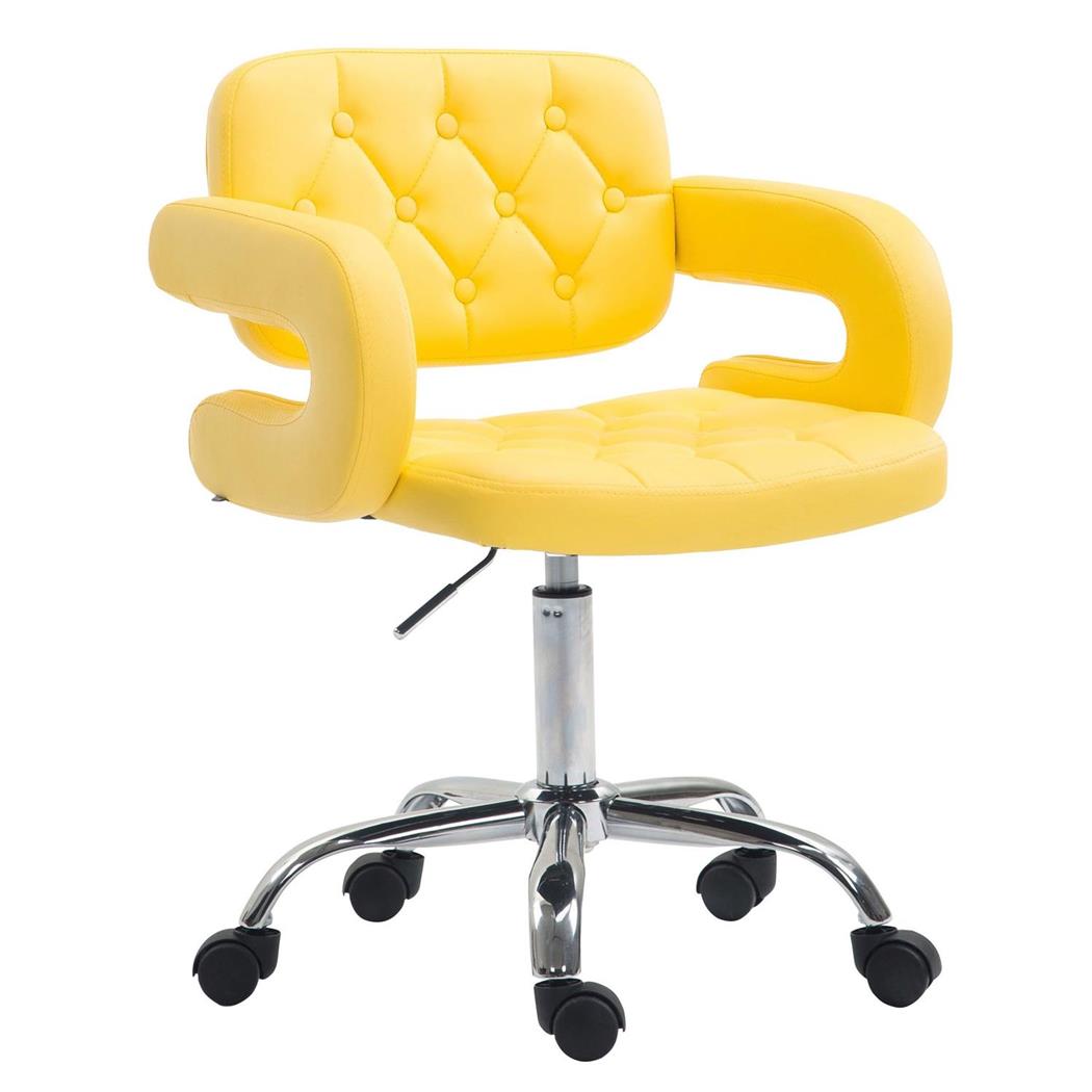 Bureaustoel SAMSON, Exclusief Design, Chromen Voet, in Geel Leder