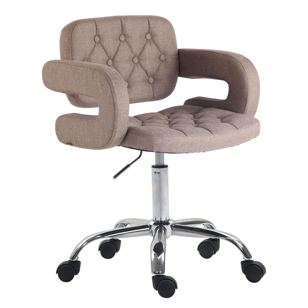 Bureaustoel SAMSON, Exclusief Design, Metalen Frame, in Lichtbruine Stof
