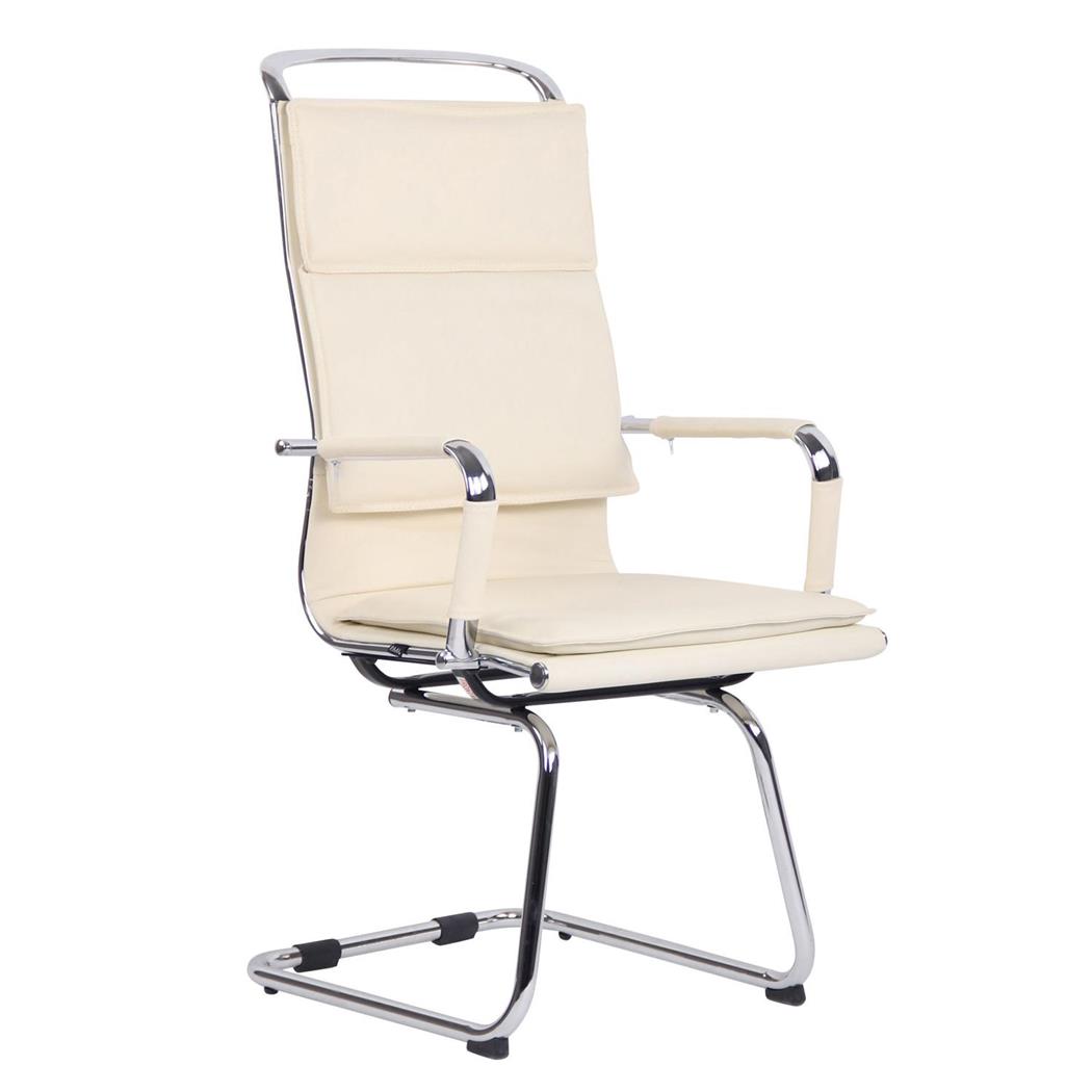 Bezoekersstoel QUEBEC, Elegant en Comfortabel, Echt Leder, Beige