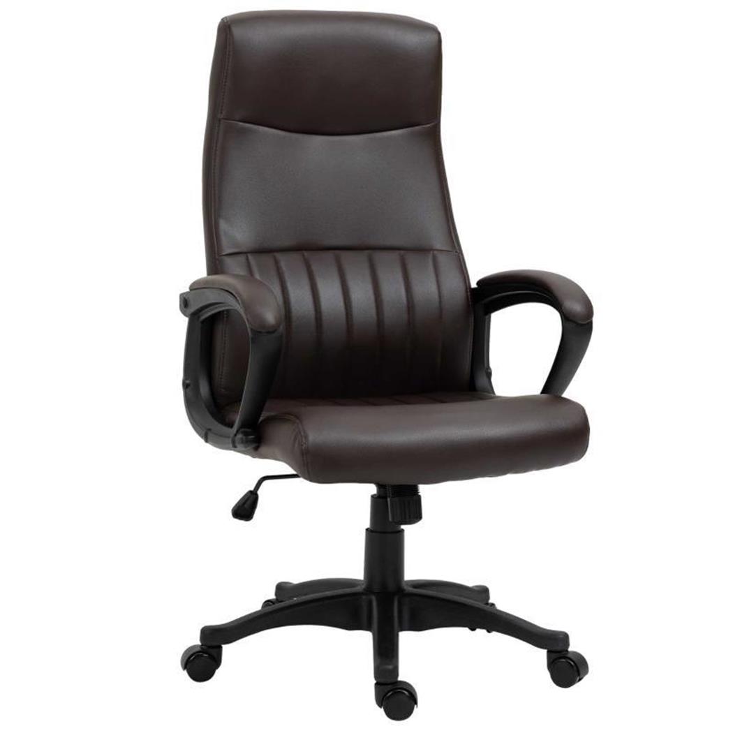 Directiestoel MALDON, Elegant Ontwerp met Dikke Vulling, Bekleed met Bruin Leder