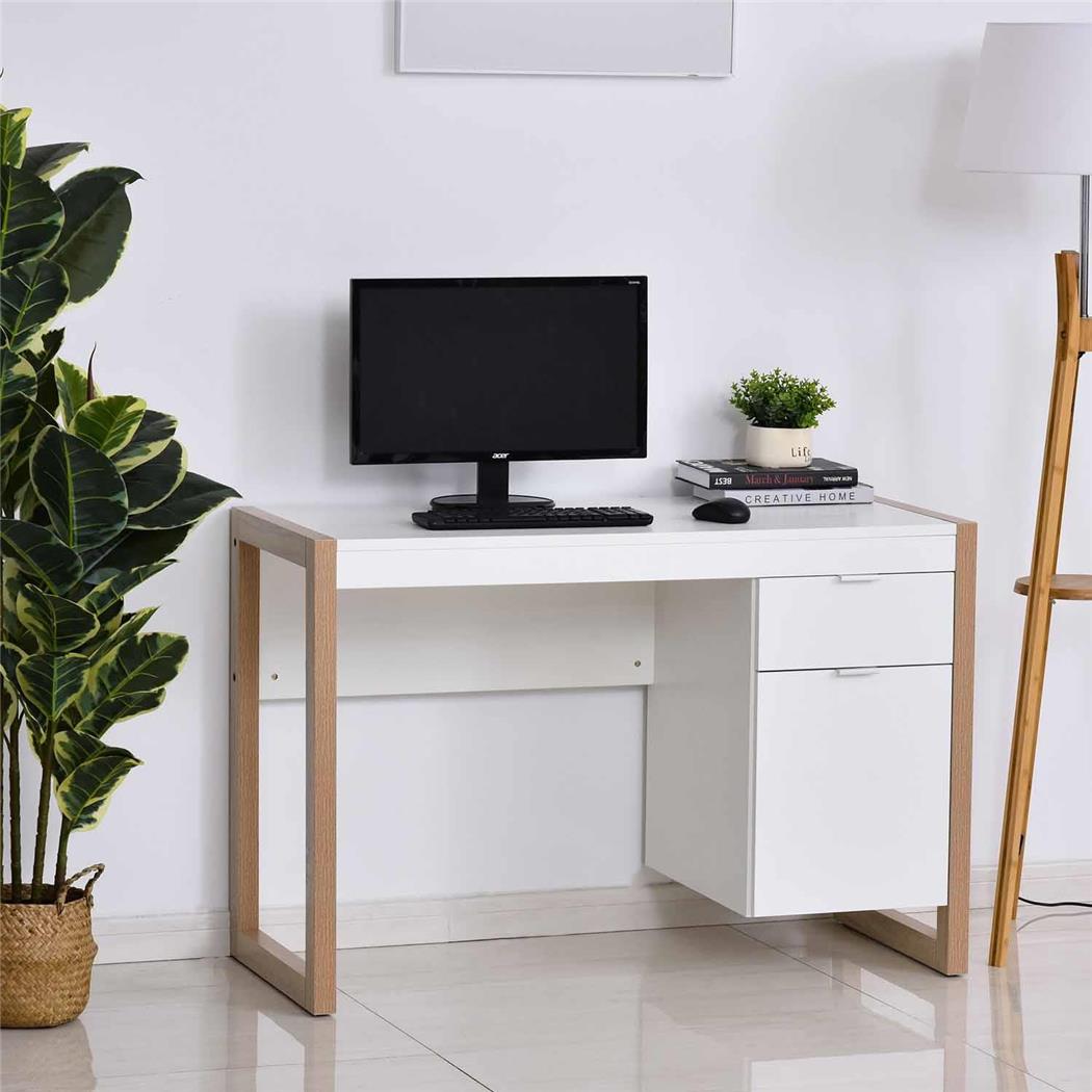Computertafel LAGE, 112,5x50x75,5 cm, Exclusief Ontwerp, in Hout, Kleur Wit