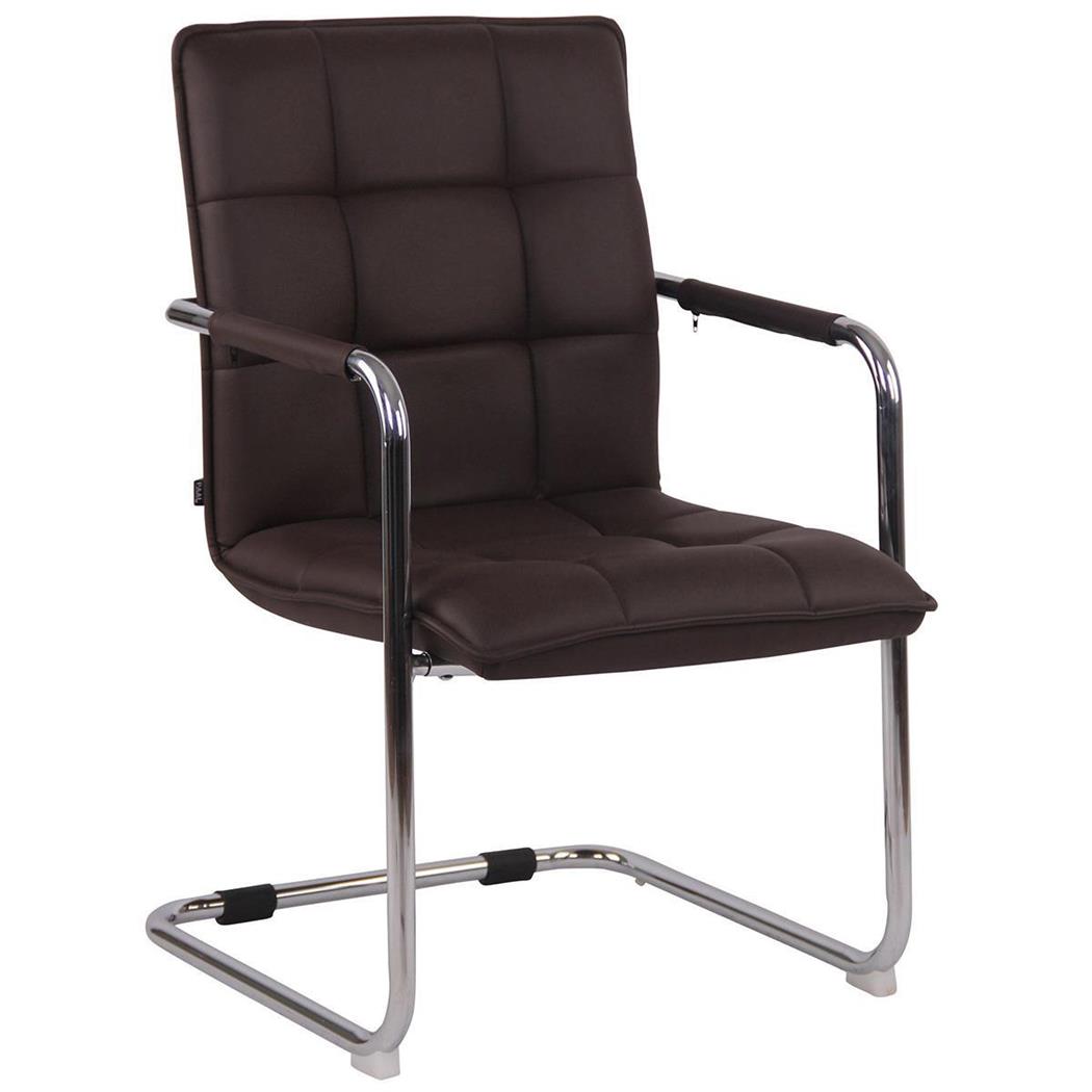 Vergaderstoel TORRES, Elegant Ontwerp, Verchroomd Metalen Frame, Donkerbruin Leder