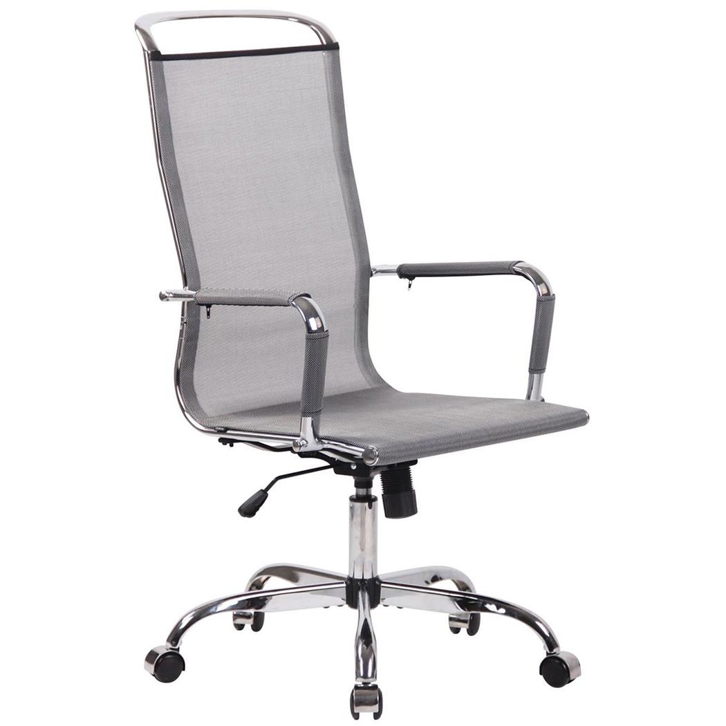 Bureaustoel SAMANTHA, Verchroomd Metalen Frame, Comfortabele Netstof, Kleur Grijs