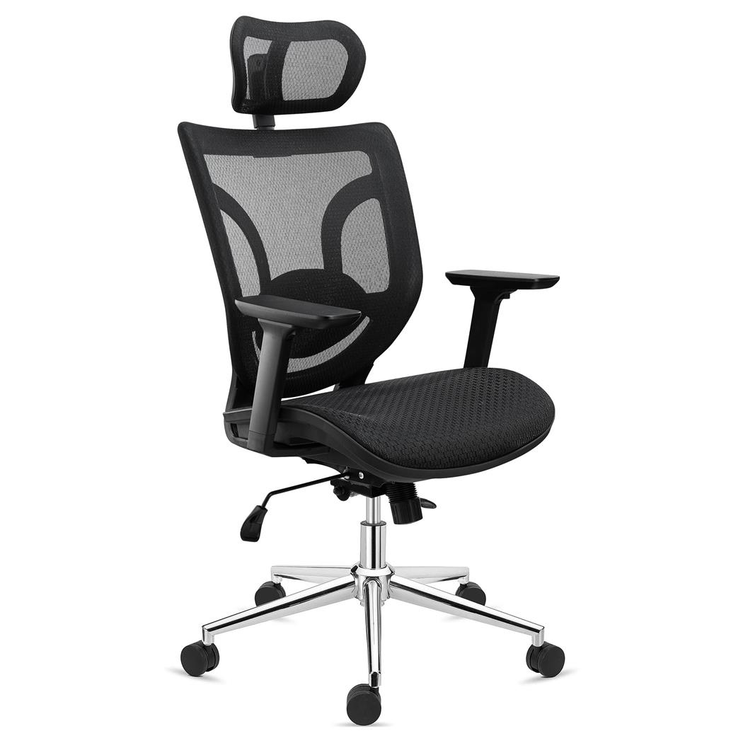DEMO# Ergonomische Bureaustoel LAMBO PRO, Hoofdsteun, Gebruik 8 uur, Comfortabele Lendensteun, 3D Armleuningen, Zwart