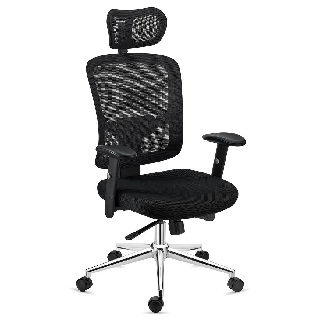 DEMO# Ergonomische Bureaustoel MARKO, Hoofdsteun, Lendensteun, Synchroonmechanisme, Zwart