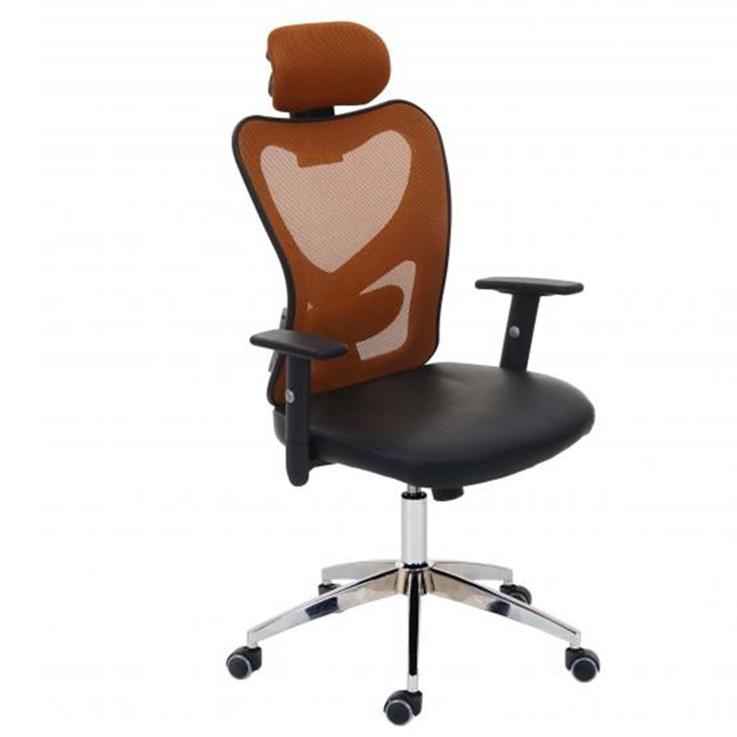 Ergonomische Bureaustoel ZELIA, Gebruik 8h, Gewatteerde Lendensteun, Metalen Structuur, Bruin