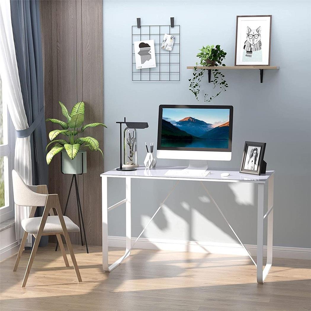Bureau CHIMO, 120x60x75 cm, in Metaal en Gehard Glas, Kleur Wit