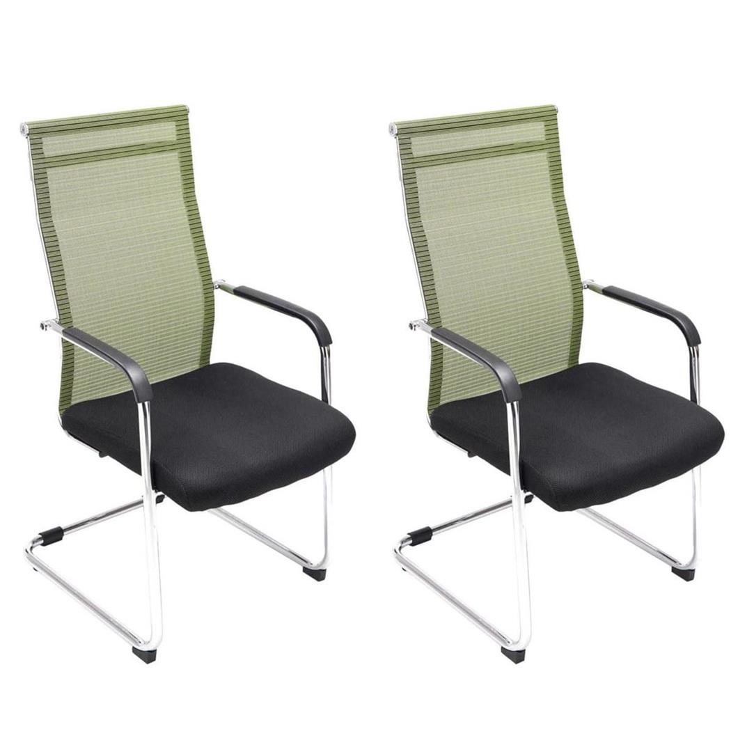 Set van 2 Vergaderstoelen BRAMEN, Metalen Frame, met Mesh Rugleuning, Zwart/Groen