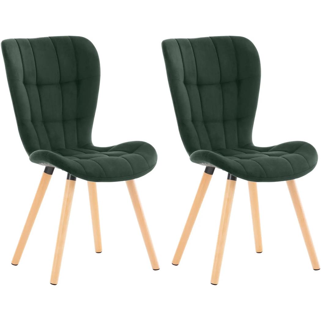 Set van 2 Vergaderstoelen ELGAR, Dikke Vulling, Houten Structuur en Poten, in Blauw Fluweel