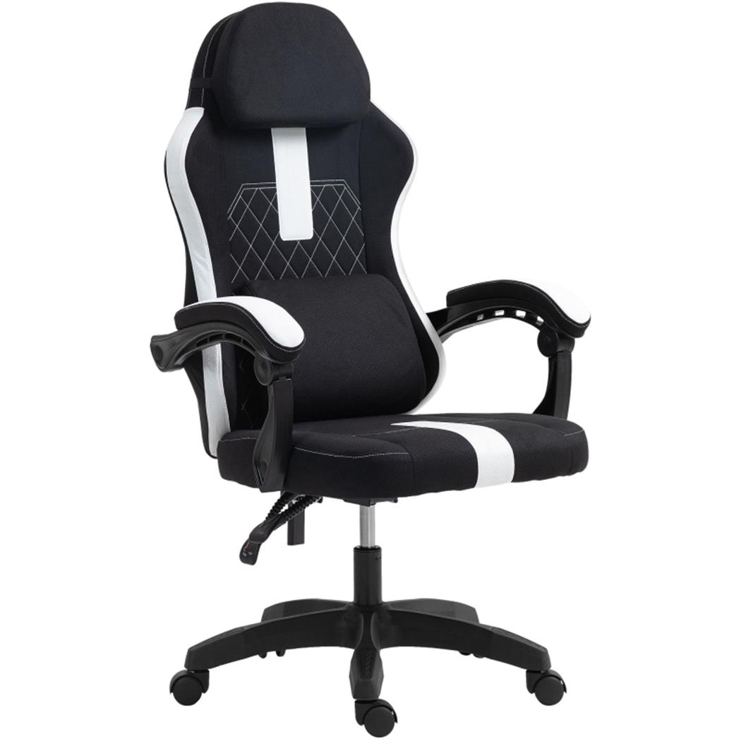 Gaming Bureaustoel VENOM, Kantelbaar, Lendenkussen, in Ademende Mesh Kleur Zwart/Wit