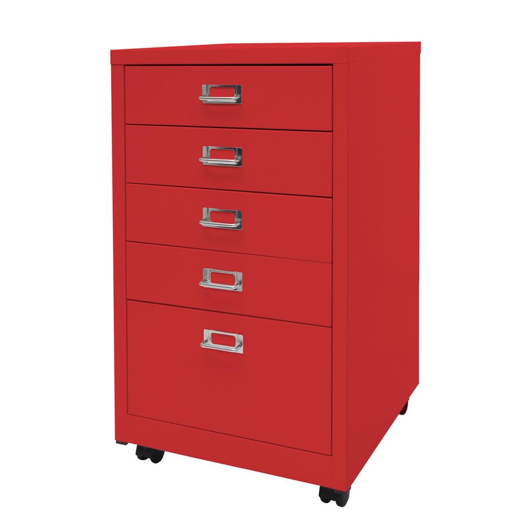 Archiefkast DONY PRO, 75x40x41 cm, met 5 laden van Staal, Kleur Rood