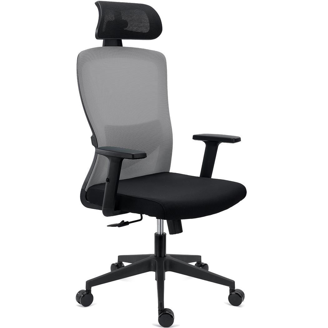 Ergonomische Bureaustoel NOTE PRO, Gebruik 8h, Gewatteerde Lendensteun, Metalen Structuur, Grijs