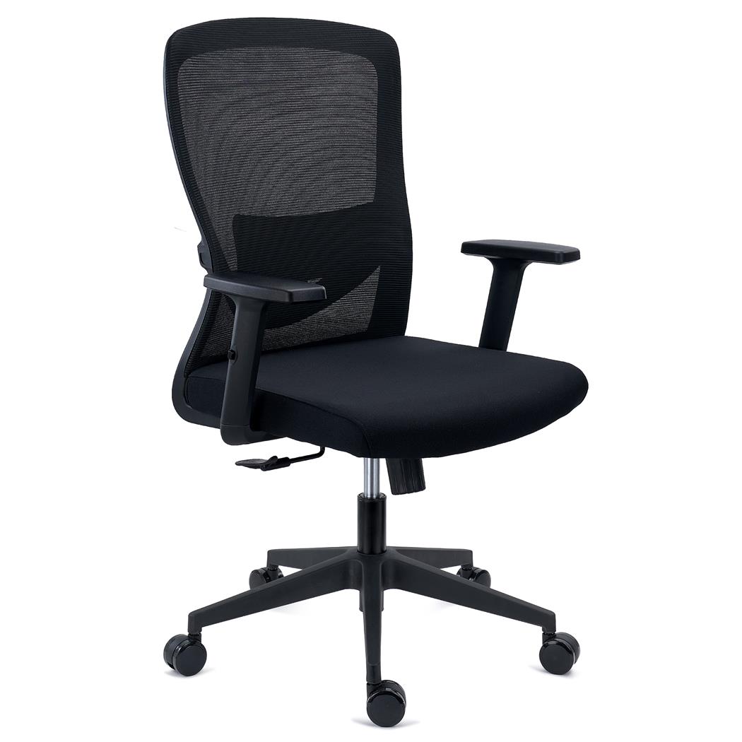 Ergonomische Bureaustoel NOTE, Gebruik 8h, Gewatteerde Lendensteun, Metalen Structuur, Zwart