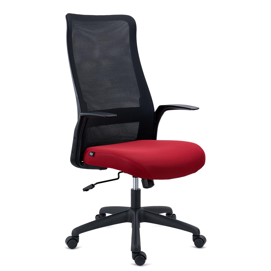 Ergonomische Bureaustoel SIERRA, Elegant Ontwerp, Lendensteun, Rode Mesh Stof