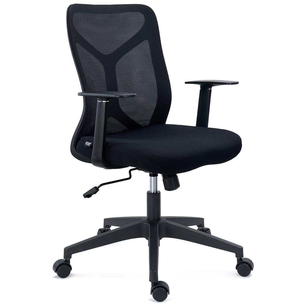 Bureaustoel GINGER, Mesh Rugleuning, Kantelmechanisme, Comfortabel en Robuust, Zwart