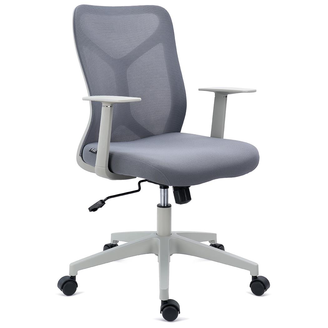 Bureaustoel GINGER, Mesh Rugleuning, Kantelmechanisme, Comfortabel en Robuust, Grijs