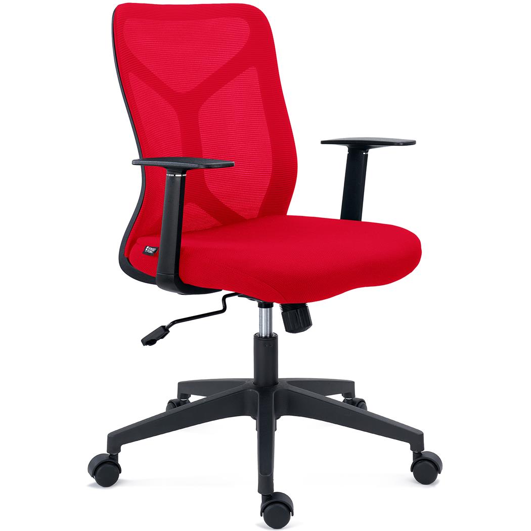 Bureaustoel GINGER, Mesh Rugleuning, Kantelmechanisme, Comfortabel en Robuust, Rood