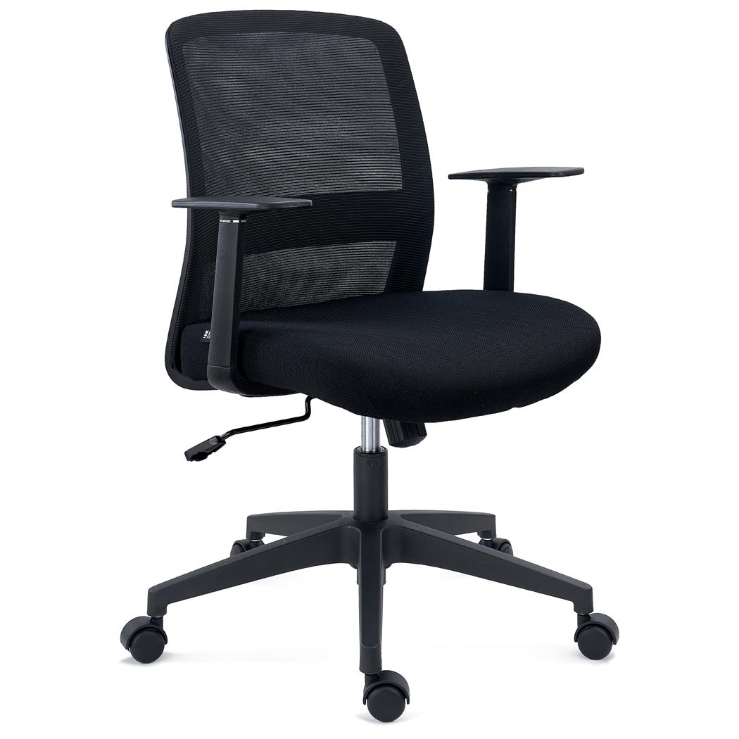 Bureaustoel YOSEMITE, Lendensteun, Mesh Rugleuning, Comfortabel en Robuust, Zwart