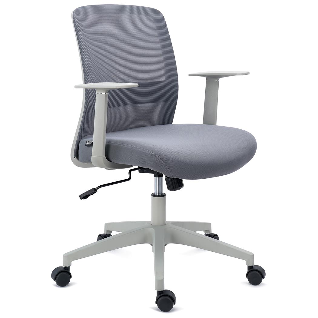 Bureaustoel YOSEMITE, Lendensteun, Mesh Rugleuning, Comfortabel en Robuust, Grijs