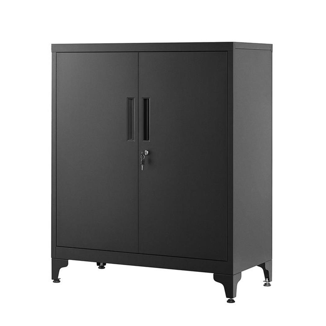 Multifunctionele Archiefkast LORIS, 2 Deuren, 90x80x40 cm, in Staal, Zwart 