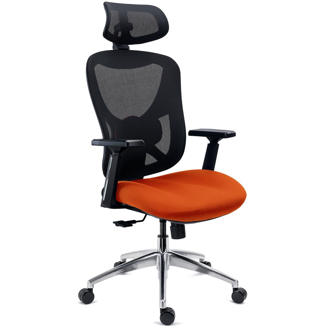 Ergonomische Bureaustoel URUS, in Hoogte Verstelbare Rugleuning en Lendensteun, Oranje