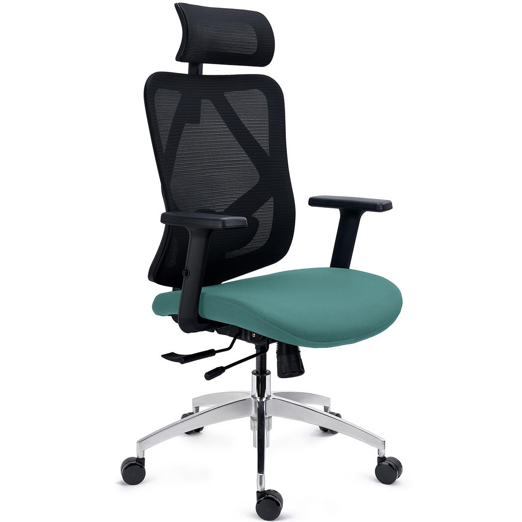 Ergonomische Bureaustoel LONDON, 3D Armleuningen, Verstelbare Zitting en Lendensteun, Groen