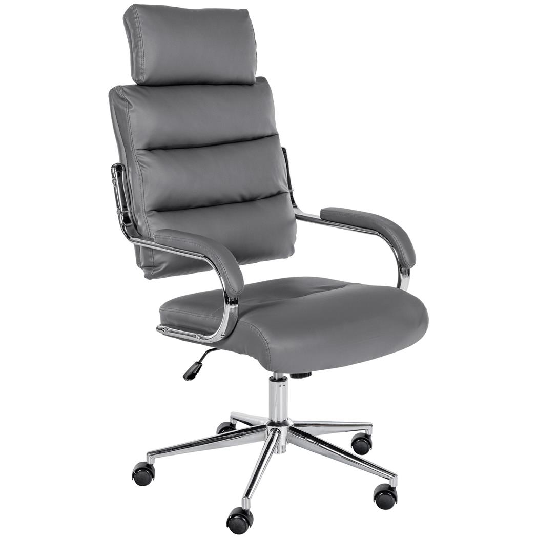 Bureaustoel SALEM, Metalen Onderstel, Elegant en Comfortabel, in Grijs Leder