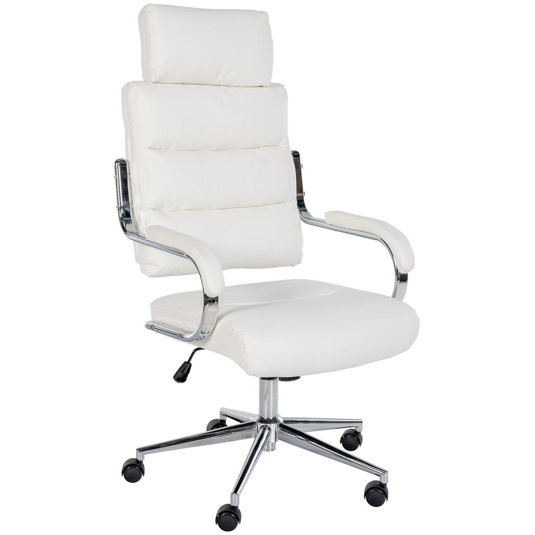 Bureaustoel SALEM, Metalen onderstel, Elegant en Comfortabel, in Wit Leder