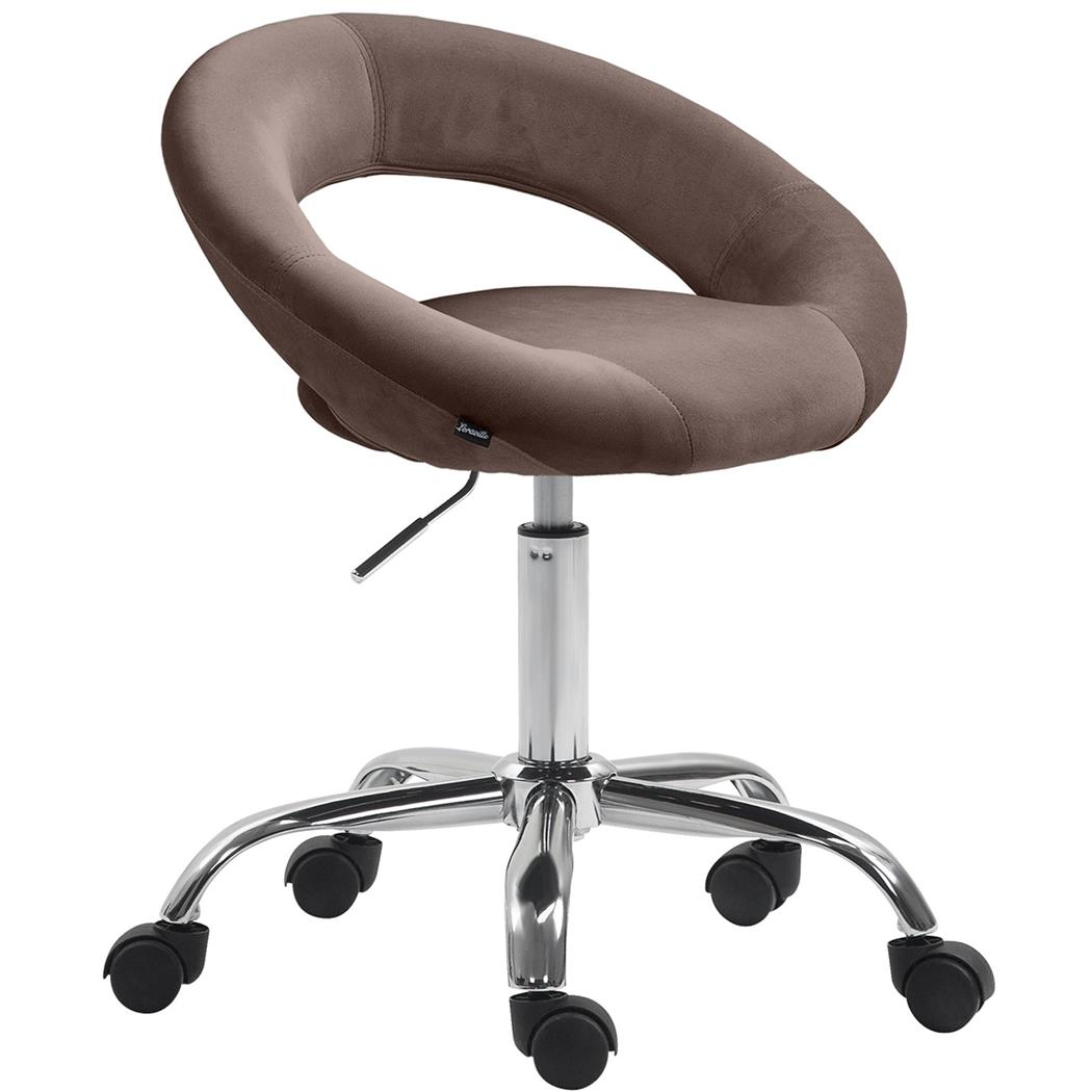 Bureaustoel AMANDA, Exclusief Design, Metalen Frame, in Bruine Fluwelen Stof