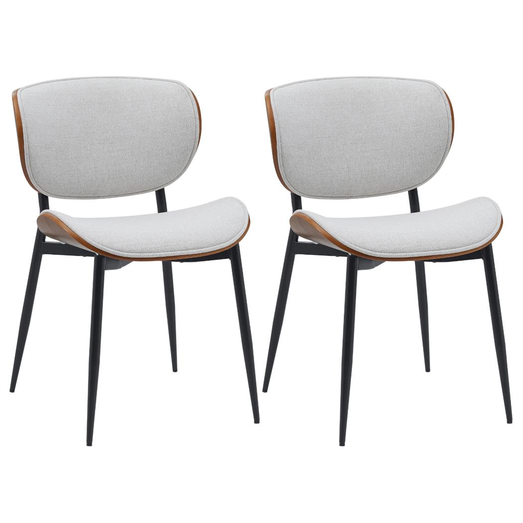 Set van 2 Vergaderstoelen PORTER, Elegant Design, Metalen Onderstel in Walnoothout en Beige stof