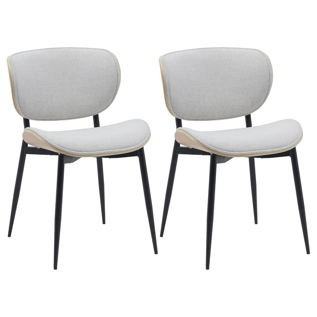 Set van 2 Vergaderstoelen PORTER, Elegant Design, Metalen Onderstel in Lichkleurig Hout en Beige stof
