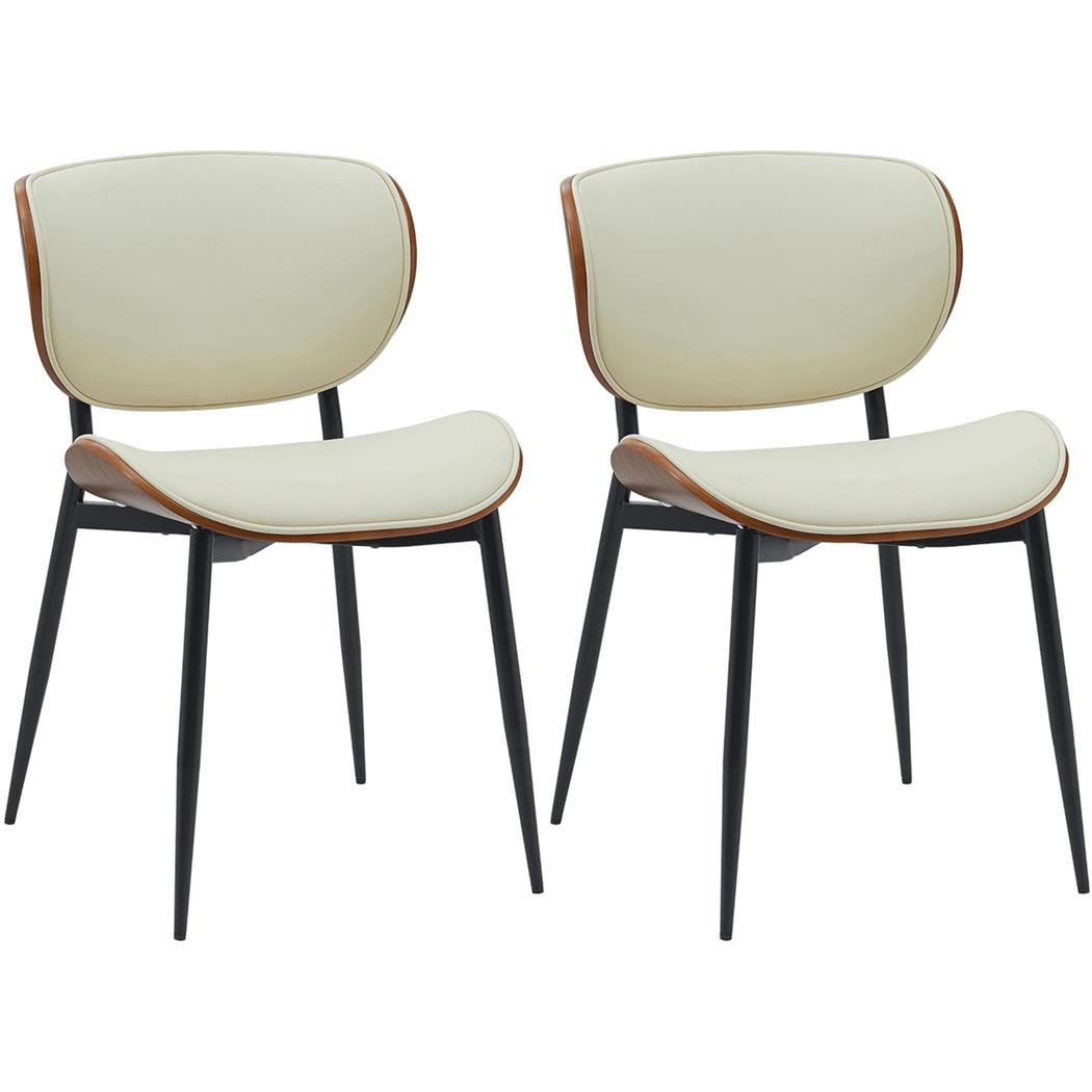 Set van 2 Vergaderstoelen PORTER, Elegant Design, Metalen Onderstel in Walnoothout en Beige Leder
