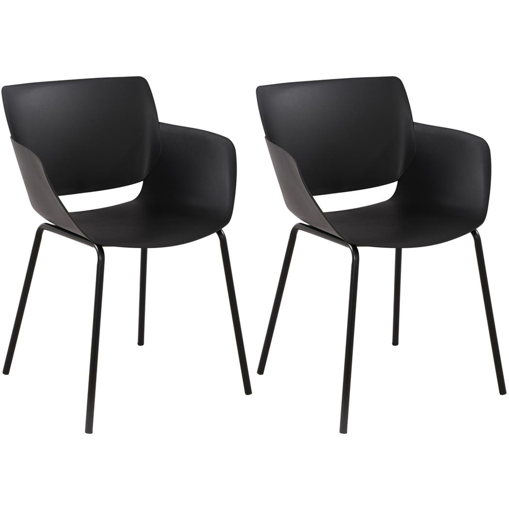 Set van 2 Vergaderstoelen RIKO, Armleuningen, Metalen Poten, Kleur Zwart