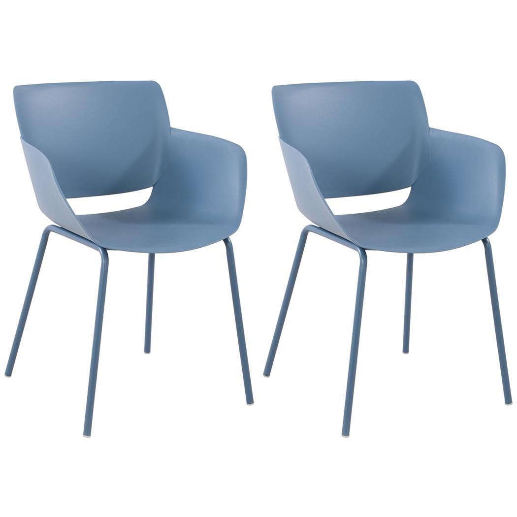 Set van 2 Vergaderstoelen RIKO, Armleuningen, Metalen Poten, Kleur Blauw