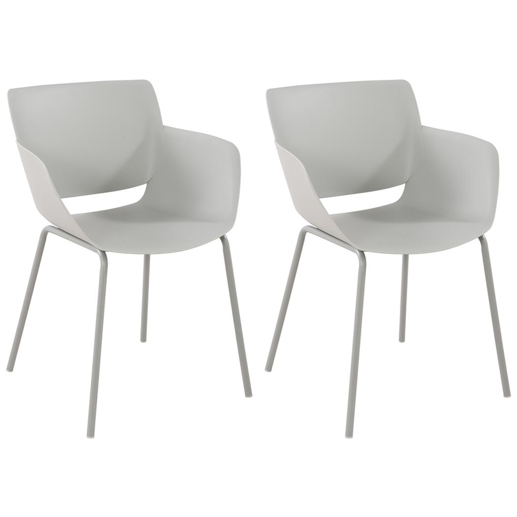 Set van 2 Vergaderstoelen RIKO, Armleuningen, Metalen Poten, Kleur Lichtgrijs