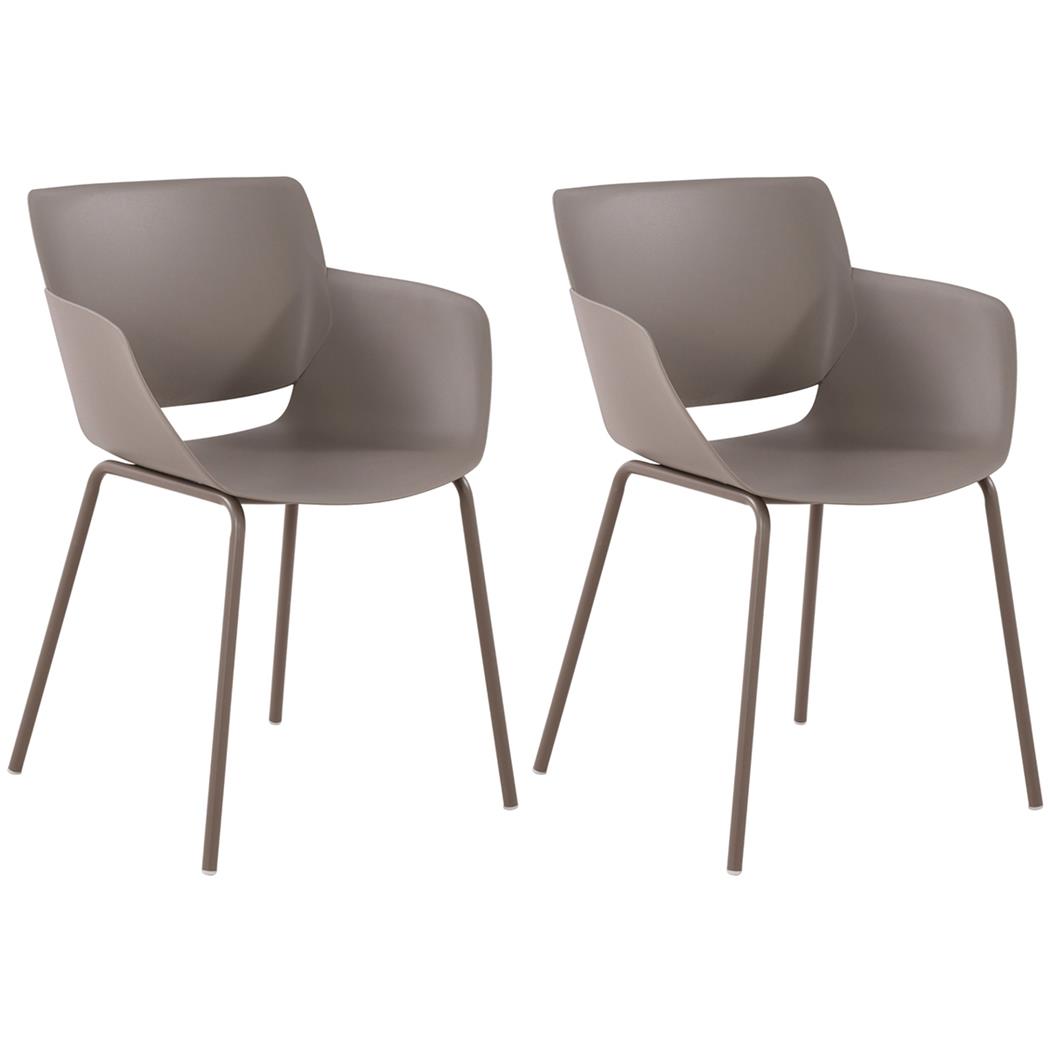 Set van 2 Vergaderstoelen RIKO, Armleuningen, Metalen Poten, Kleur Taupe