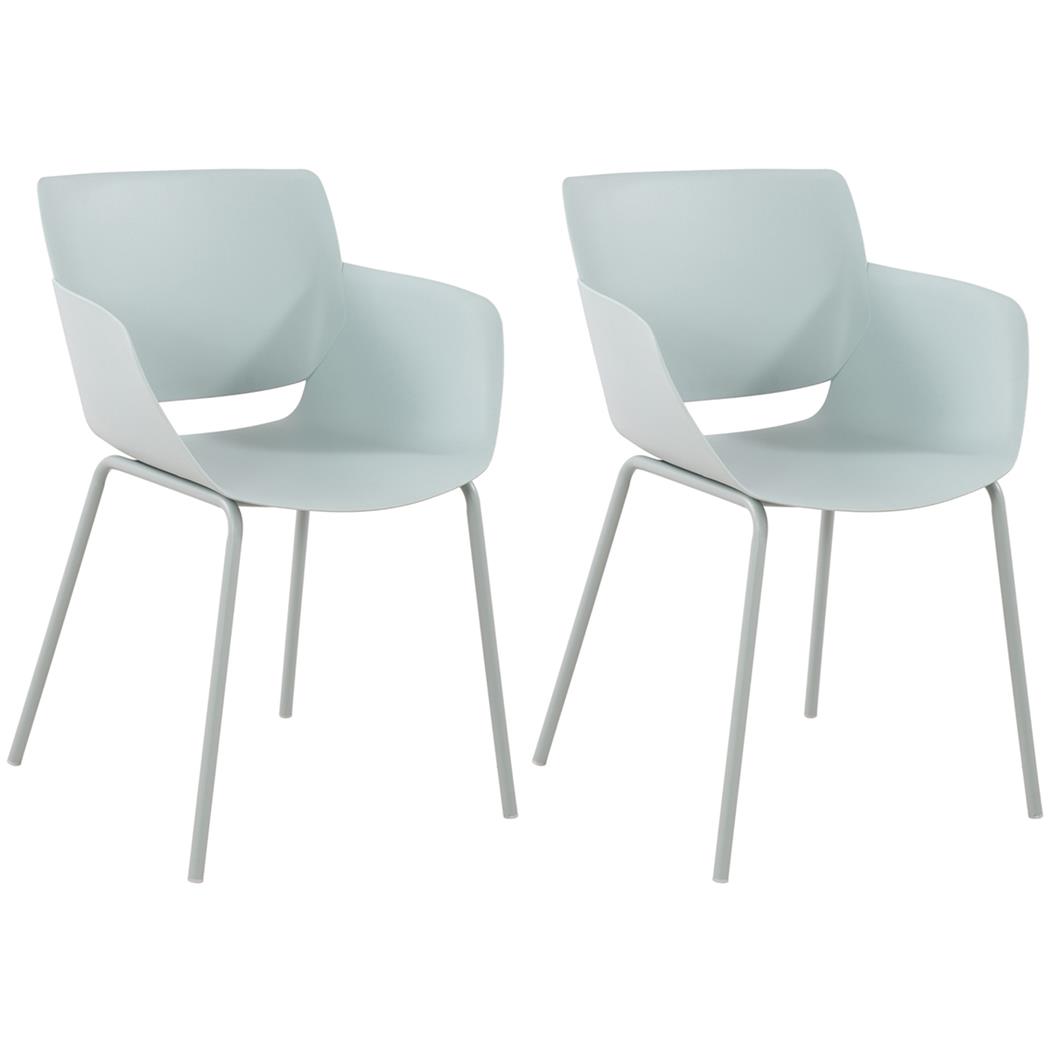 Set van 2 Vergaderstoelen RIKO, Armleuningen, Metalen Poten, Kleur Lichtblauw
