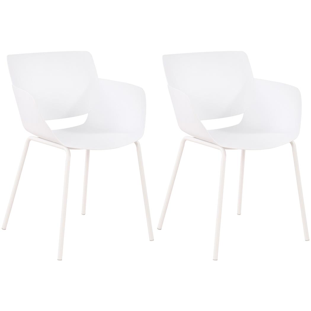 Set van 2 Vergaderstoelen RIKO, Armleuningen, Metalen Poten, Kleur Wit