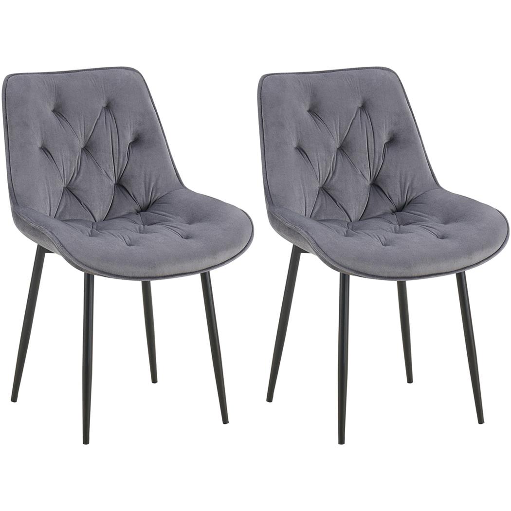 Set van 2 Vergaderstoelen GRACE, met Mooi Stikselontwerp, Zwarte Poten, Donkergrijs Fluweel