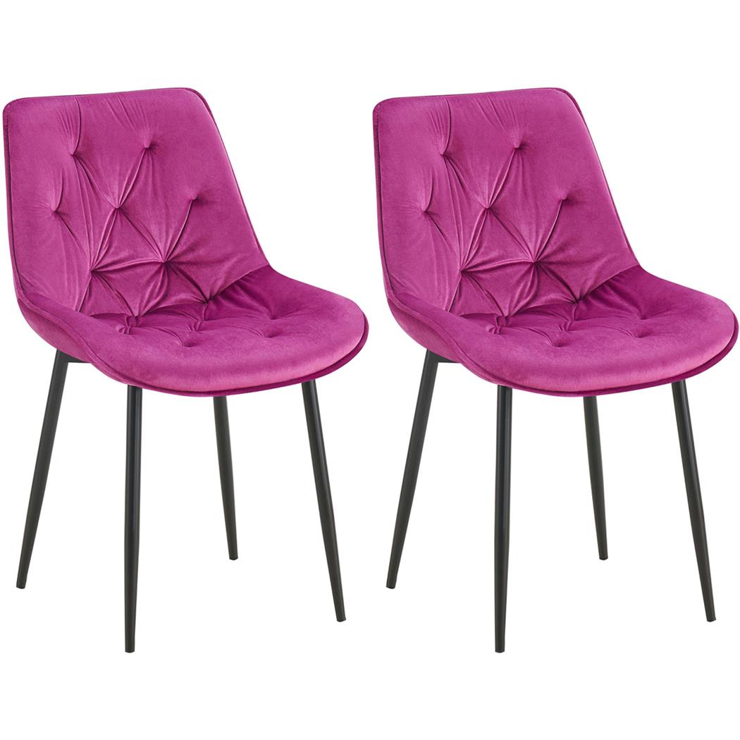 Set van 2 Vergaderstoelen GRACE, met Mooi Stikselontwerp, Zwarte Poten, Lila Fluweel
