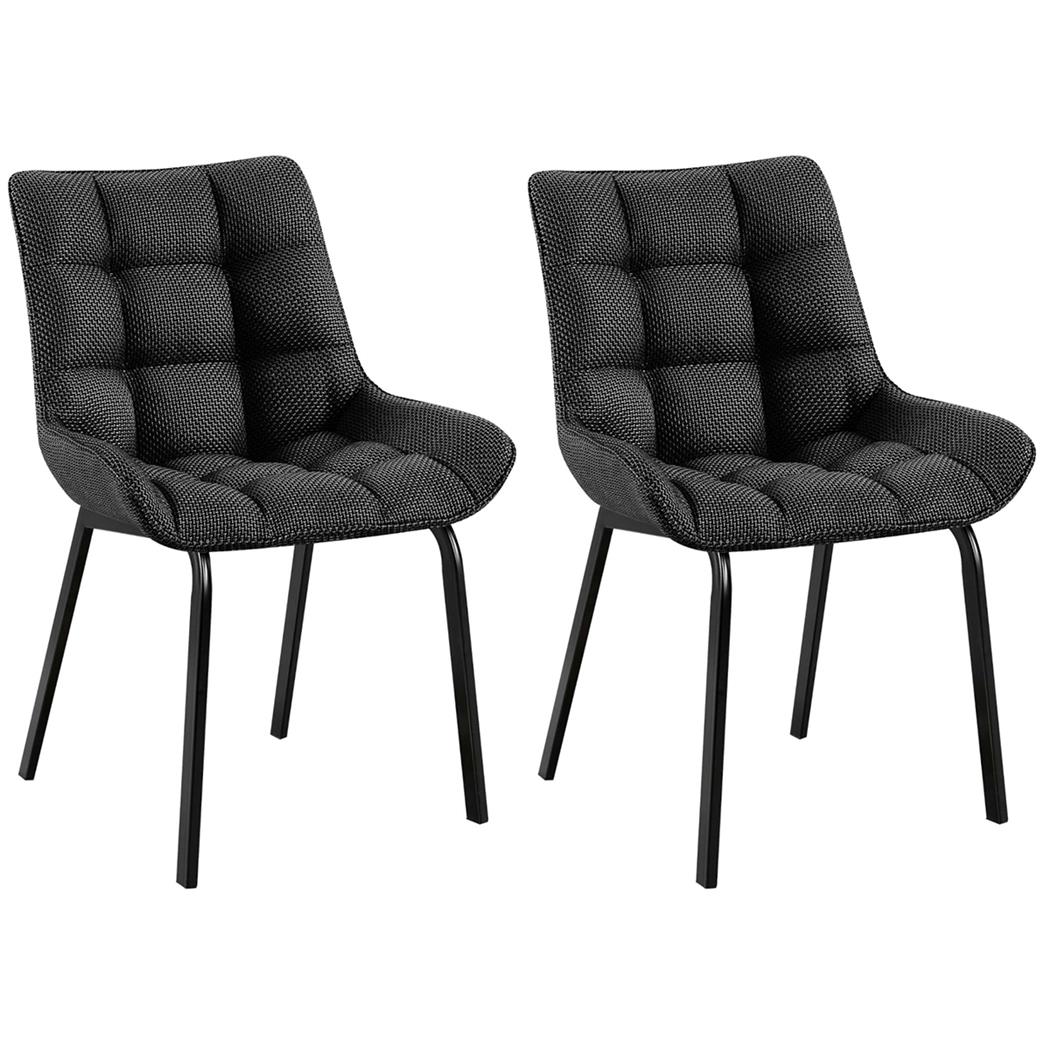 Set van 2 Bezoekersstoelen TANGO, Gewatteerd, Zwarte Poten, Donkergrijze Stof