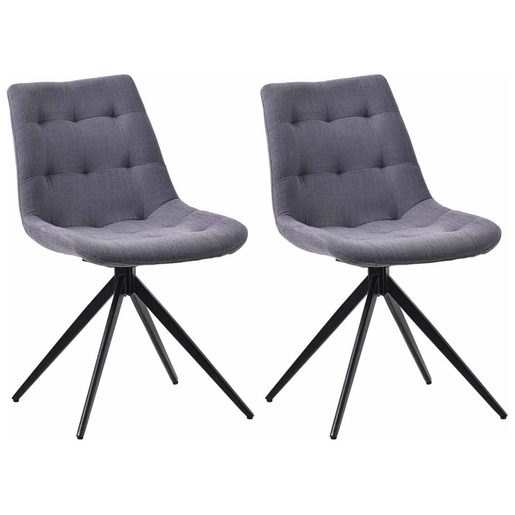 Set van 2 Vergaderstoelen KEATON, Retro Design, Draaibaar met Zwarte Poten, Grijze Stof